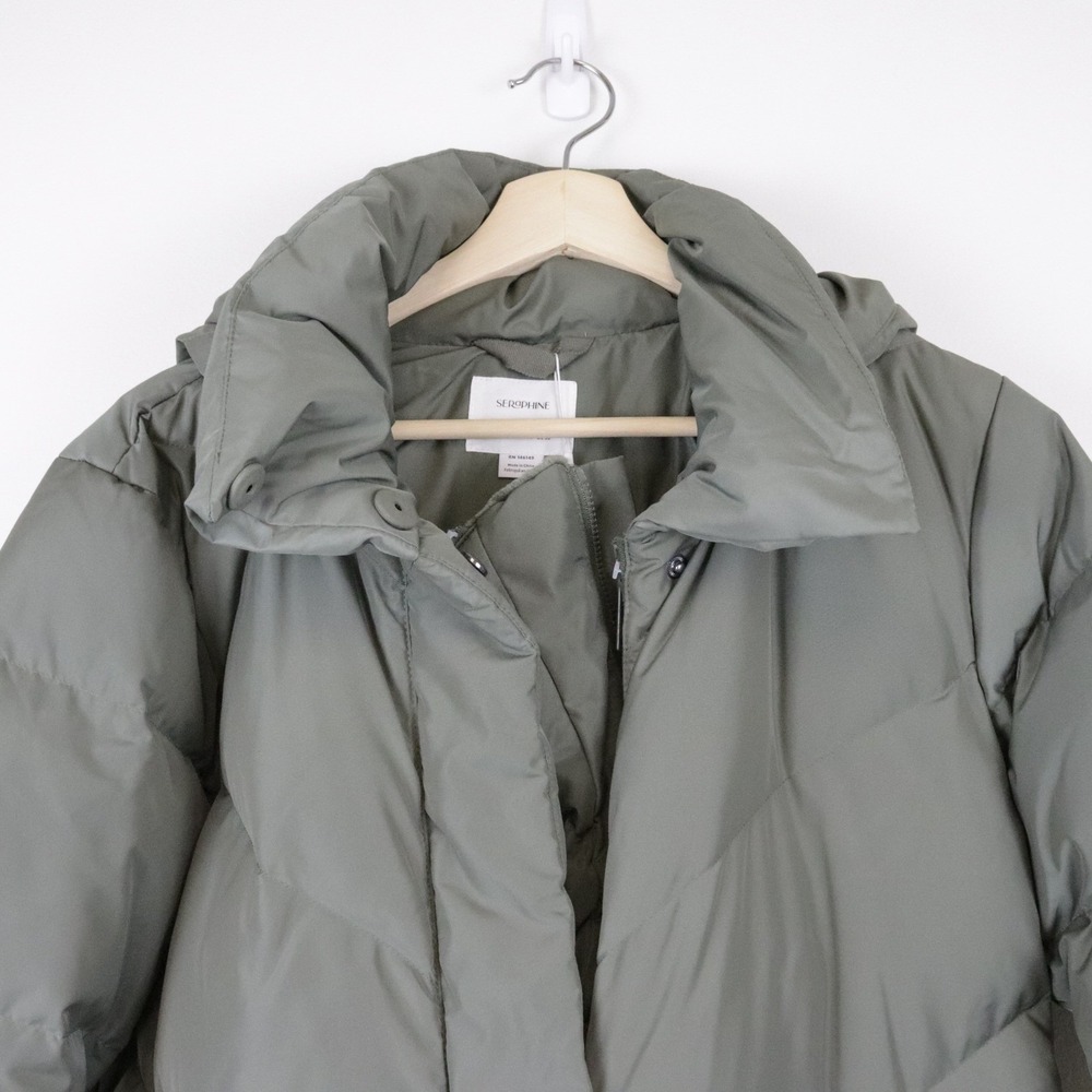 NWT Seraphine Green 3-In-1 Long Chevron Puffer Maternity Coat 4 Babywearing - Picture 4 of 14